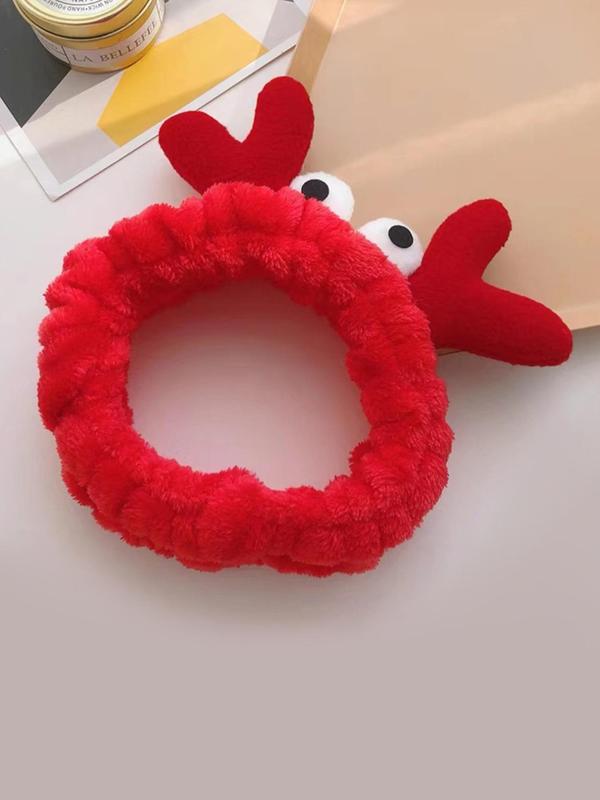 Cartoon Crab Decor Plush Hair Band, Cute High Stretch Elastic Hair Band for Women, Lovely Hairwear for Party, Daily, Beauty Hair Accessory for Face Washing