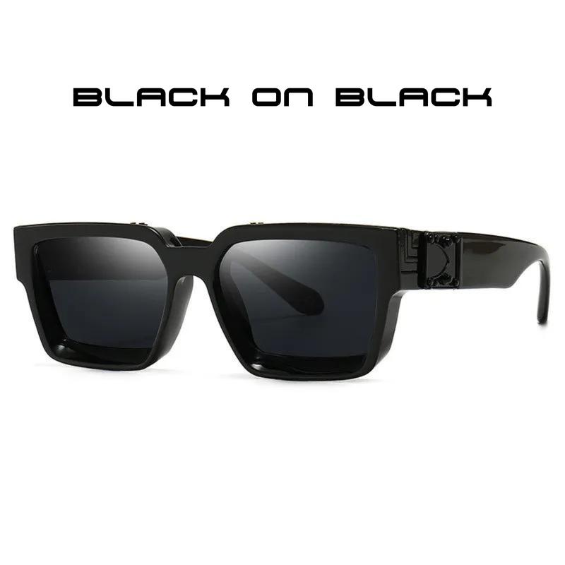 Fashion Luxury Brand Style Sunglasses, 100% UV Protection, Thick Square Frame, Women Unisex, Black and Gold Color Combination and Black on Black