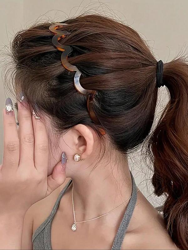 Wave Design Hair Hoop (2pcs set), Casual Versatile Hair Accessories for Women & Girls, Minimalist Headwear Suitable for Thick Hair