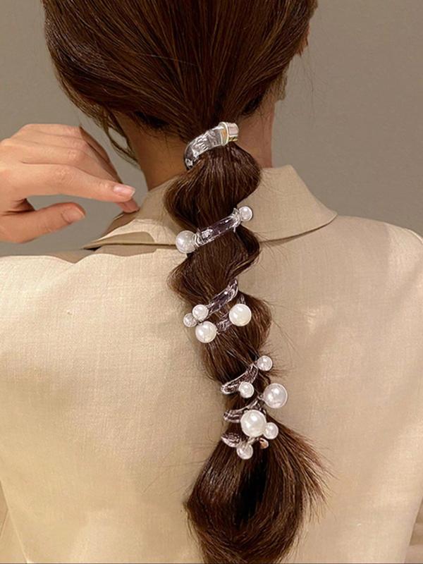 Faux Pearl Decorated Hair Tie, Cute Hair Accessories for Women & Girls, Minimalist Headwear Suitable for Thick Hair, Fashion Hair Accessories for Party, Daily Clothing Decor