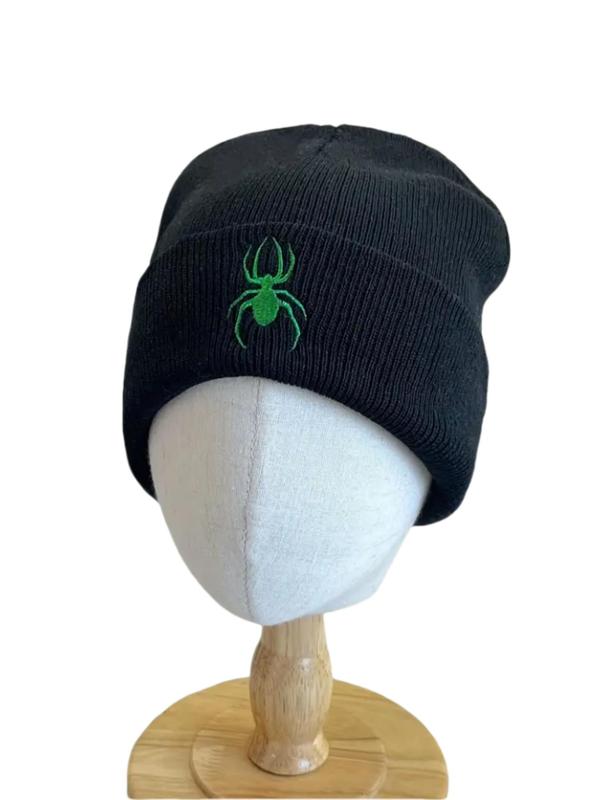 Spider Embroidery Beanie Hat, Casual Animal Design Knitted Hat for Fall & Winter, Warm Beanie Cap for Men & Women As Halloween Gift