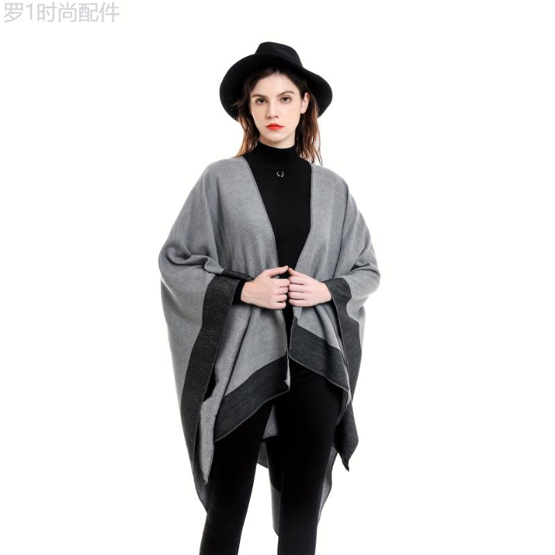 Women's Elegant Polyester Poncho Wrap - 100% Polyester, Woven, Dry Clean Only - Versatile Fall Winter Shawl for Casual Outings and Travel - Chic Unisex Blanket Scarf in Neutral Tones