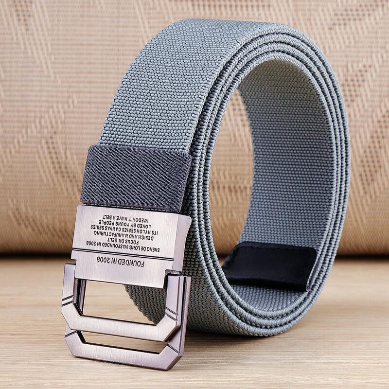 Men's and Women's Belts Canvas Belt Elastic Woven Pant Belt Double Ring Buckle Woven Belt Young Student Military Training Trendy Easiest for Match