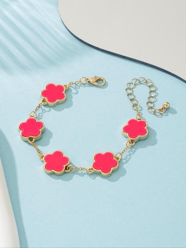 Fashion Flower Design Chain Bracelet, Casual Jewelry for Women, Trendy All-match & Exquisite Jewelry for Birthday Gift