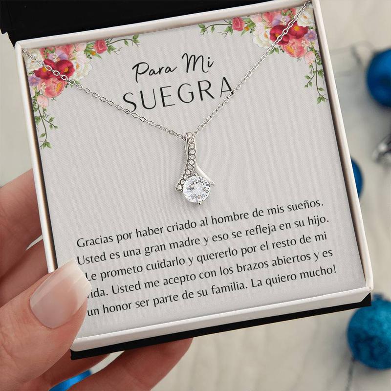 Para Mi Suegra, Regalo Para , Regalo Para Mama de Mi Esposo, Para Dia de Boda, Gift for Mother in Law Spanish, Gracias Suegra, Necklace With Message Card and Box, Gift for Birthday