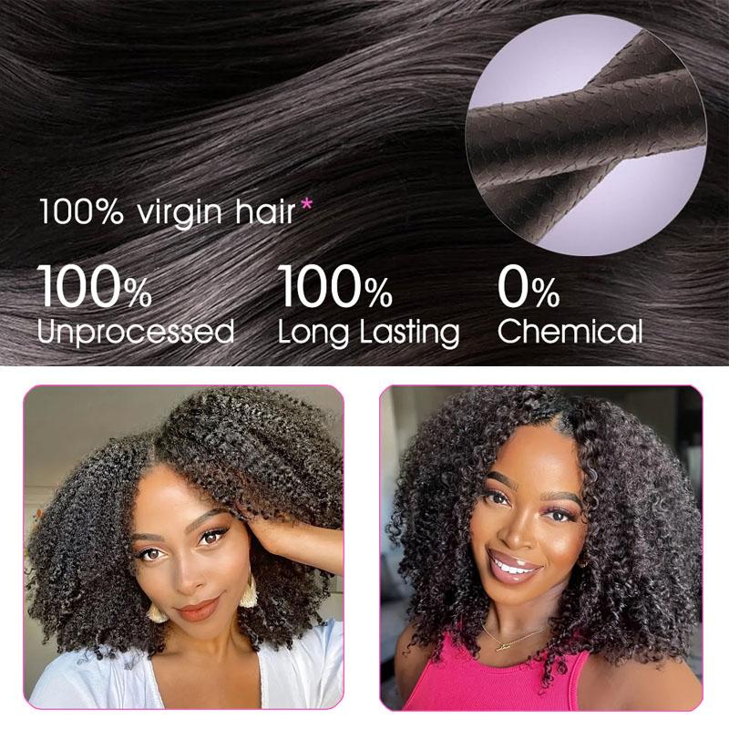 Marryu Afro Kinky Curly Wear Go Glueless Wigs Human Hair Bleached Knots 7x5 Pre Cut Lace Closure Wig Pre Plucked Hair Line 180% Density