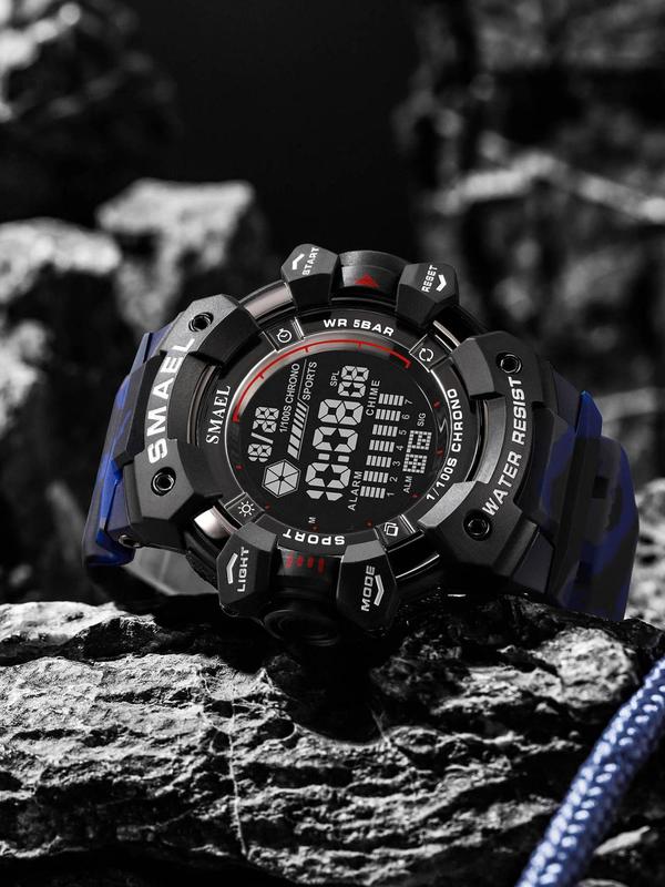 Men's Sportive Digital Watch, Fashionable Digital Watch with Luminous Dial & Alarm Mode, Waterproof Multifunctional Watch with Digital Display for Men