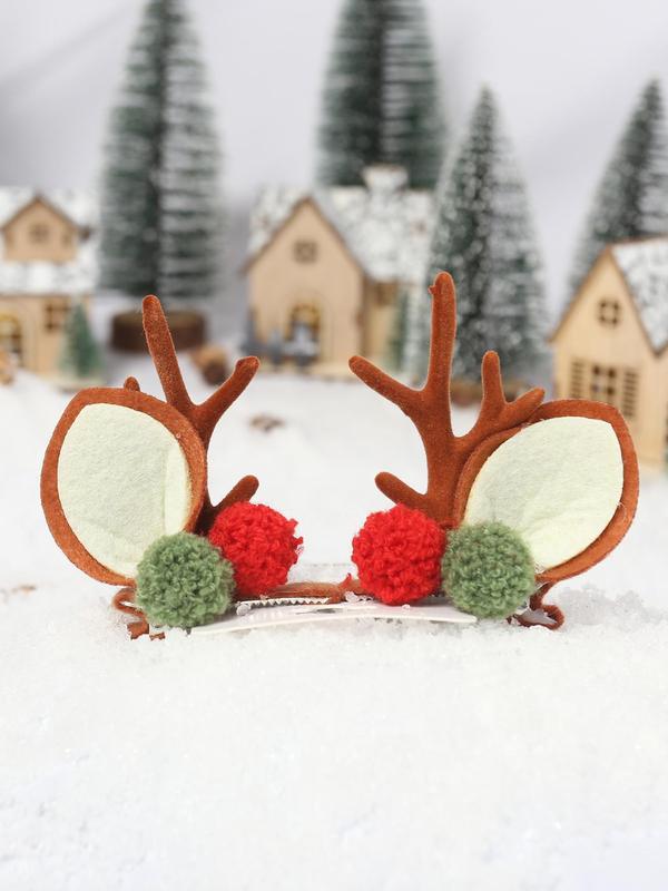 Cute Reindeer Antler Design Hair Clips, Christmas Themed Hair Accessories for Women & Girls, Fashion Hair Accessories for Party, Daily Clothing Decor