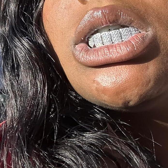 2Pcs Set Hip Hop Cubic Zirconia Teeth Grills Punk Tooth Caps Cosplay and Rapper Teeth Grills-Instantly Transform Your Smile