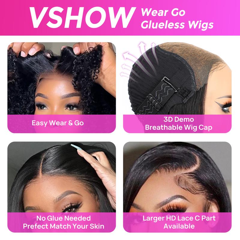 Vshow Afro Curly Wear Go Glueless Affordable Real Human Hair Wigs Bleached Knots Wigs 4x6   10x6 Pre-cut Lace Wigs For Women