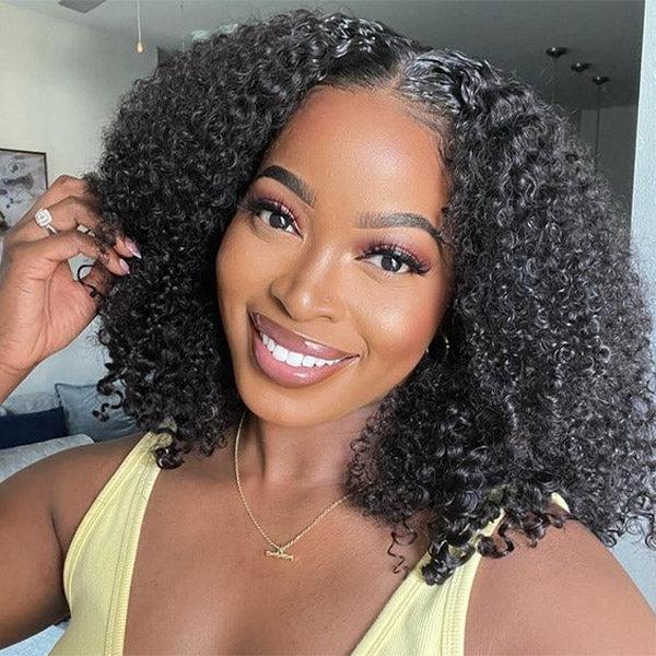 BangJazz Short Kinky Curly Ready to Wear Glueless Wigs Pre Cut Lace Bleachde Konts Closure Wigs 250% Density Human Hair Wig Lace Front Wigs Pre Plucked For Women