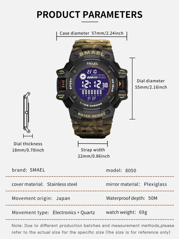 Men's Sportive Digital Watch, Fashionable Digital Watch with Luminous Dial & Alarm Mode, Waterproof Multifunctional Watch with Digital Display for Men