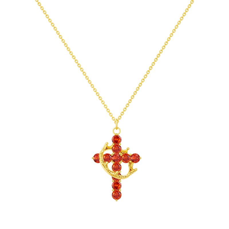 Godkiss Colorful Crown&Cross Pendant Choker Necklace Earrings Set for Women&Men Daily Clothing Trendy All-match&Exquisite Jewelry for Christmas Gifts