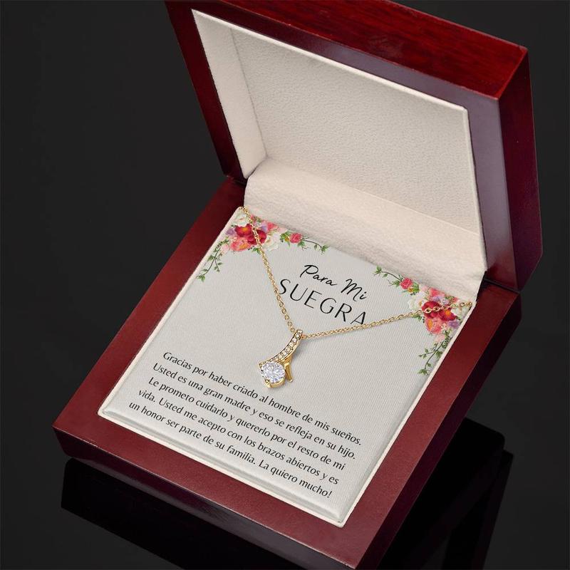 Para Mi Suegra, Regalo Para , Regalo Para Mama de Mi Esposo, Para Dia de Boda, Gift for Mother in Law Spanish, Gracias Suegra, Necklace With Message Card and Box, Gift for Birthday