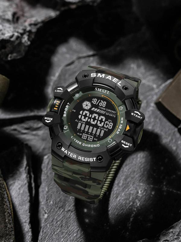 Men's Sportive Digital Watch, Fashionable Digital Watch with Luminous Dial & Alarm Mode, Waterproof Multifunctional Watch with Digital Display for Men