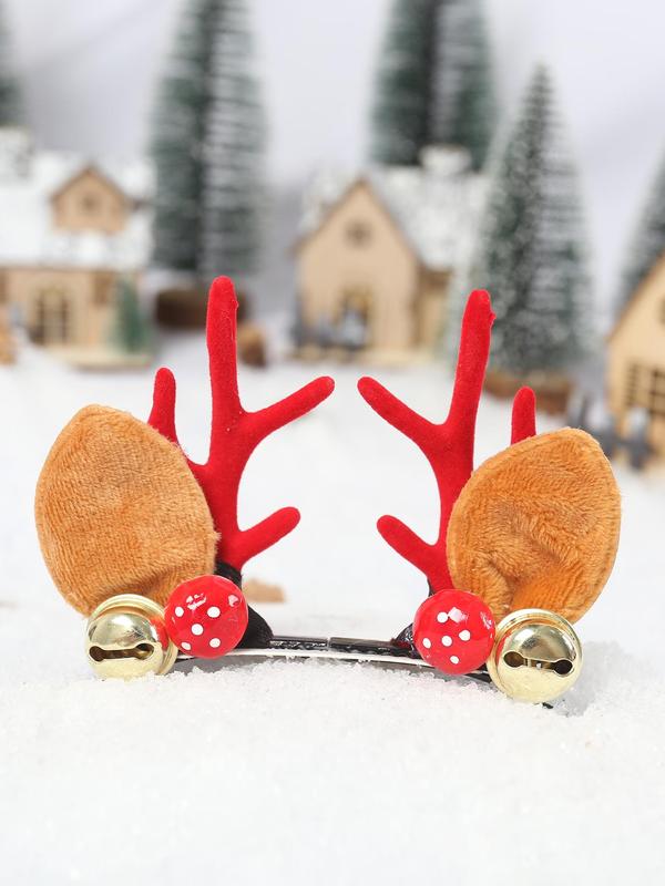 Cute Reindeer Antler Design Hair Clips, Christmas Themed Hair Accessories for Women & Girls, Fashion Hair Accessories for Party, Daily Clothing Decor