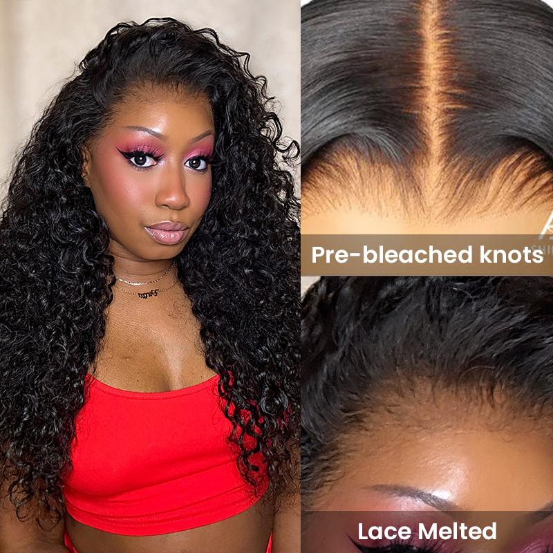 Water Wave Invisi Strap Snug Fit Ashimary Hair 360 Transparent Lace Frontal Bleached Knots Pre Cut Lace Wig With Drawstring