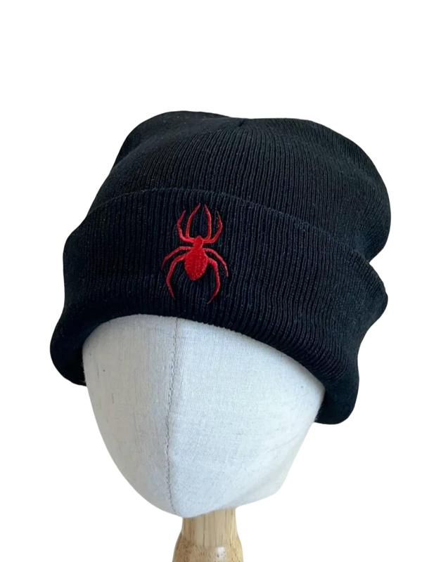 Spider Embroidery Beanie Hat, Casual Animal Design Knitted Hat for Fall & Winter, Warm Beanie Cap for Men & Women As Halloween Gift