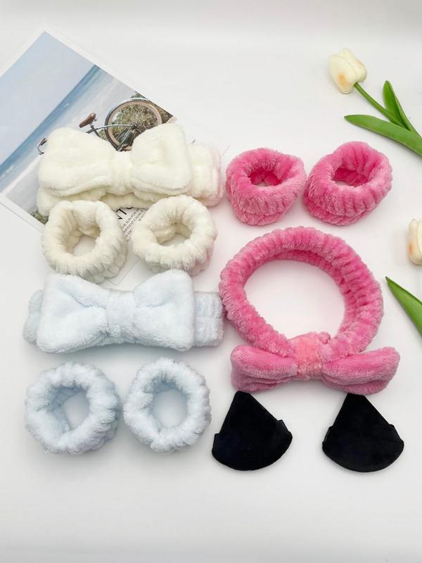 Cute Bow Design Hair Band Set (11pcs), Simple Soft Face Washing Hair Band Set, Fashion Hair Accessories for Women & Girls