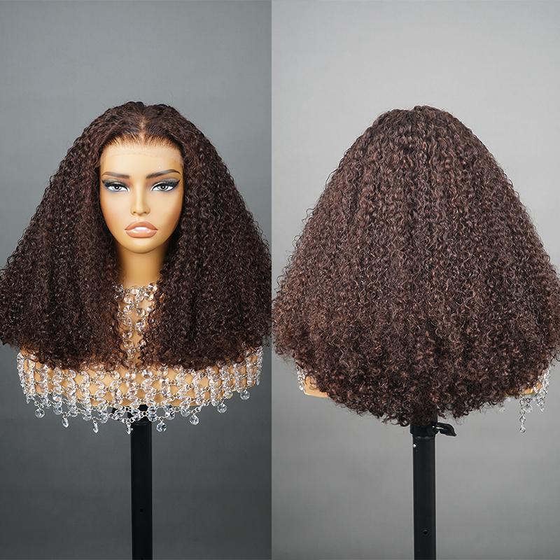 BangJazz Short Kinky Curly Ready to Wear Glueless Wigs Pre Cut Lace Bleachde Konts Closure Wigs 250% Density Human Hair Wig Lace Front Wigs Pre Plucked For Women