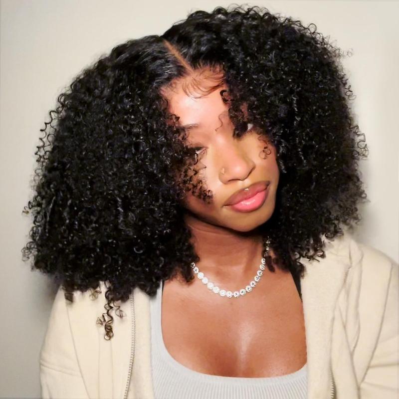 Vshow Afro Curly Wear Go Glueless Affordable Real Human Hair Wigs Bleached Knots Wigs 4x6   10x6 Pre-cut Lace Wigs For Women