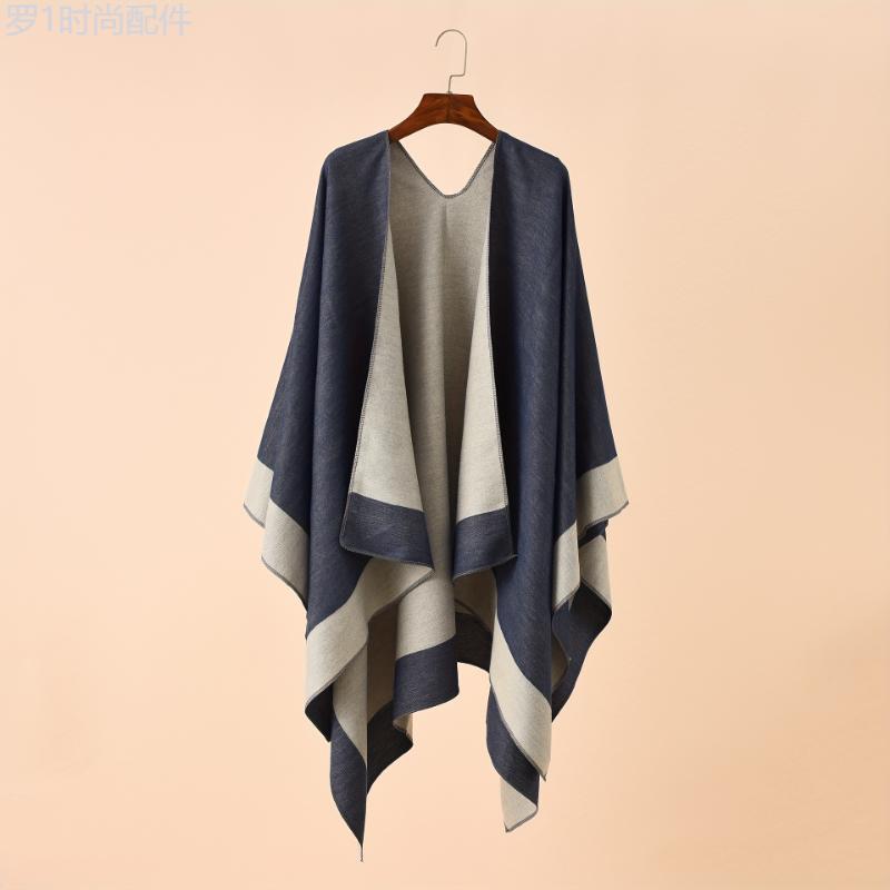 Women's Elegant Polyester Poncho Wrap - 100% Polyester, Woven, Dry Clean Only - Versatile Fall Winter Shawl for Casual Outings and Travel - Chic Unisex Blanket Scarf in Neutral Tones