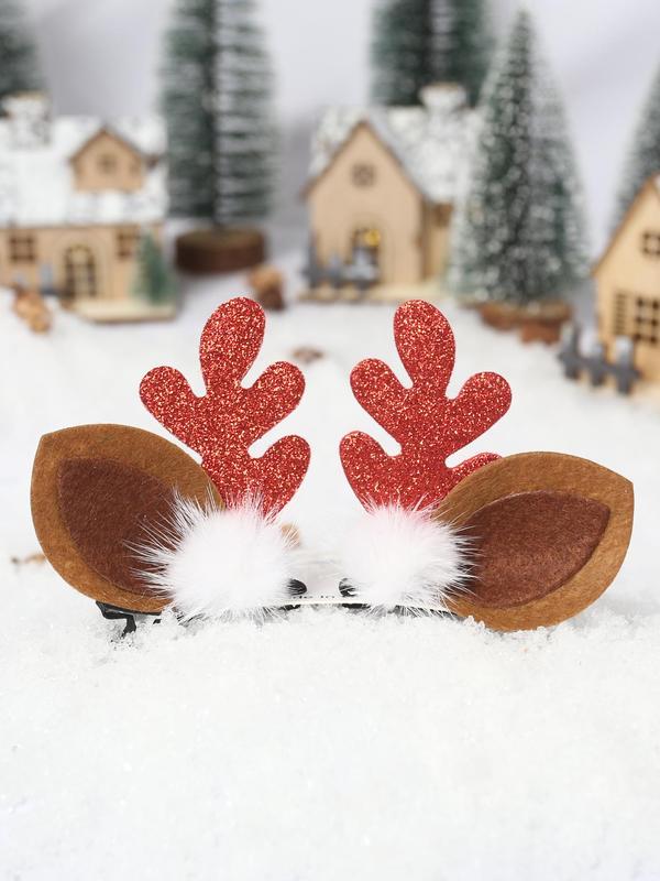 Cute Reindeer Antler Design Hair Clips, Christmas Themed Hair Accessories for Women & Girls, Fashion Hair Accessories for Party, Daily Clothing Decor