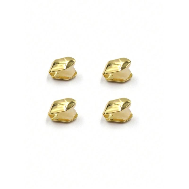 4pcs Set Trendy European & American Hip Hop Gold Plated Single Tooth Grillz, Hiphop Jewelry