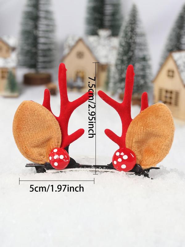 Cute Reindeer Antler Design Hair Clips, Christmas Themed Hair Accessories for Women & Girls, Fashion Hair Accessories for Party, Daily Clothing Decor