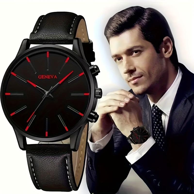 Men'S Fashion Quartz Watch Set of 4 - Shock Resistant, Analog Display, Faux Leather Strap, Accurate Timing, Classic Design, Perfect Gift for Family And Friends