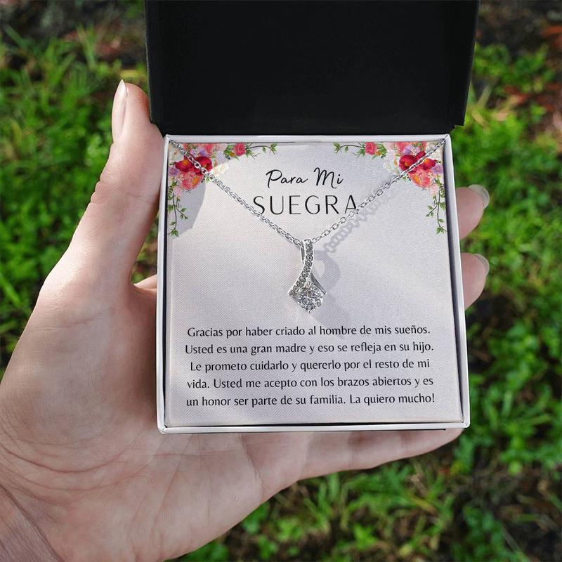 Para Mi Suegra, Regalo Para , Regalo Para Mama de Mi Esposo, Para Dia de Boda, Gift for Mother in Law Spanish, Gracias Suegra, Necklace With Message Card and Box, Gift for Birthday