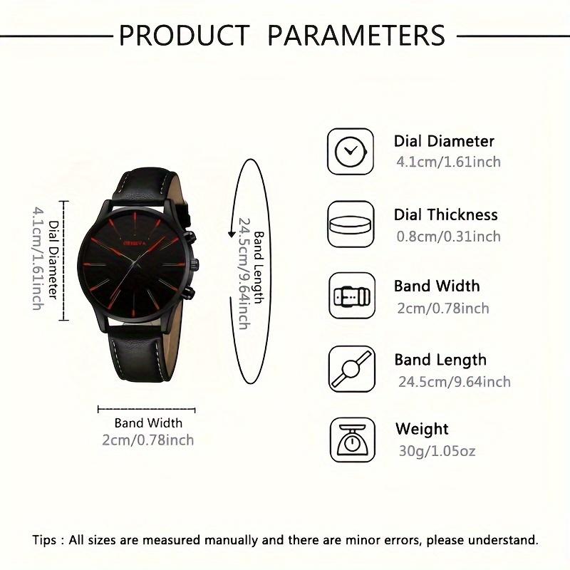 Men'S Fashion Quartz Watch Set of 4 - Shock Resistant, Analog Display, Faux Leather Strap, Accurate Timing, Classic Design, Perfect Gift for Family And Friends