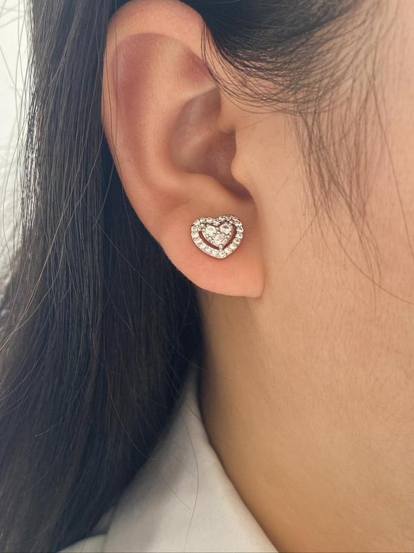 Elegant Heart Shaped Rhinestone Decorated Hollow Out Stud Earrings, Fashionable Earrings for Women, Summer Jewelry Accessories, Trendy Jewelry Gift for Party, Cartilage Earrings, Bling Bling Earrings