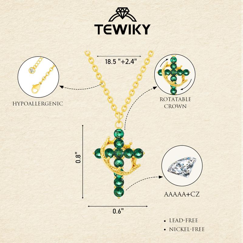 Godkiss Colorful Crown&Cross Pendant Choker Necklace Earrings Set for Women&Men Daily Clothing Trendy All-match&Exquisite Jewelry for Christmas Gifts