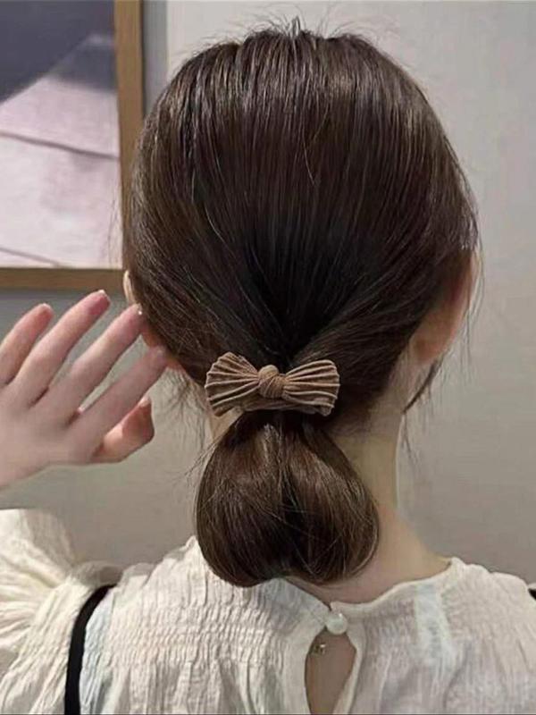 Cute Bowknot Decor Hair Tie Set, Casual Simple Hair Accessories for Women & Girls, Minimalist Headwear Suitable for Thick Hair