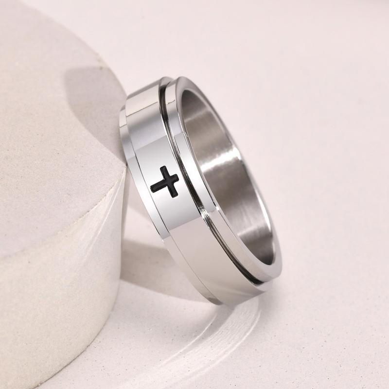 Rotatable decompression ring for male and female crosses men's ring