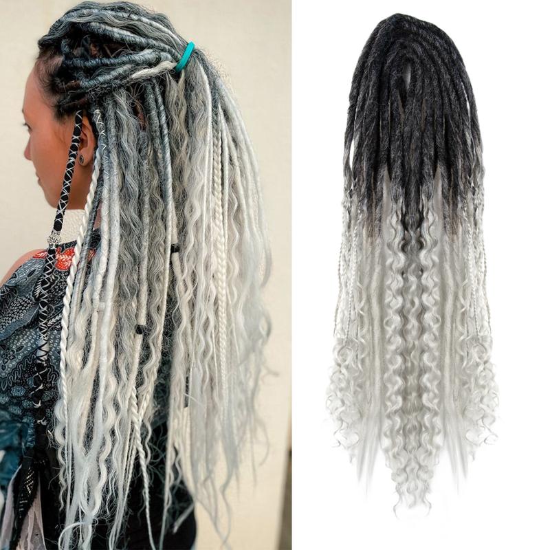 DE Dreadlock Extensions 24 Inch, 3 In 1 Mixed DE Dreads Hippie Style Boho 15 Strands Handmade Braid in Dreadlock Extensions hair extension Enchanted Invisible