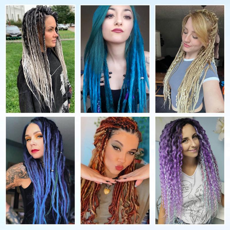 DE Dreadlock Extensions 24 Inch, 3 In 1 Mixed DE Dreads Hippie Style Boho 15 Strands Handmade Braid in Dreadlock Extensions hair extension Enchanted Invisible