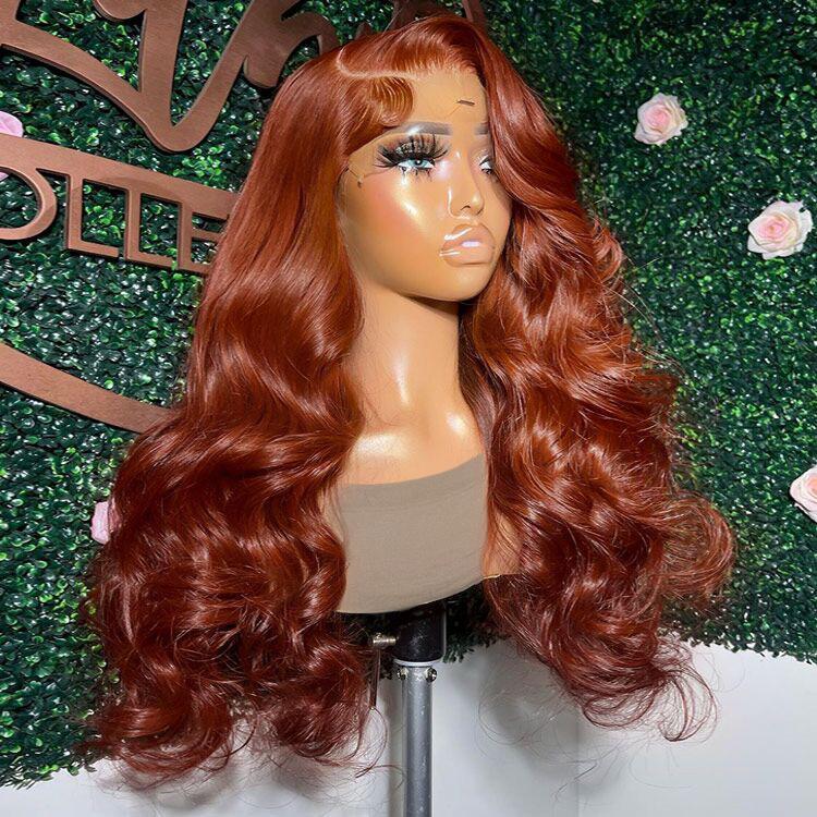 West Kiss Ready Go Glueless Wig Copper Orange Pre Cut Lace Body 7x4 Closure Wig Human Hair 13x4 Lace Front Wig Pre Plucked With Baby Hair