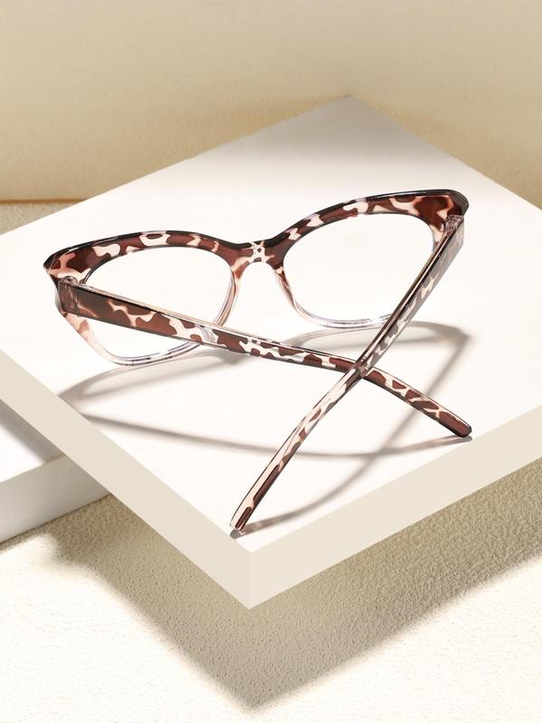 Tortoise Pattern Simple Eyeglasses for Everyday Use, Basic Cat Eye Frame Fashion Eyeglasses for Women & Men, Fashion Eyeglasses for Work, Perfect for Student Daily Use