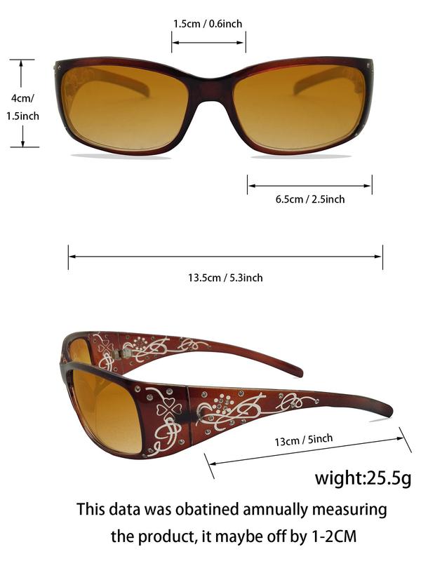 Fashionable All-match Tinted Lens Sunglasses, Stylish Rhinestone Decor Four-leaf Clover Pattern Design Sunglasses, Summer Fashion Eyewear for Daily Used