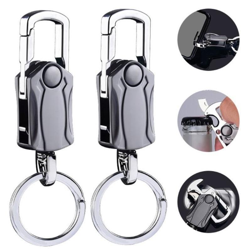 4 In 1 Car Key Chain, Portable Car Keychain, Multifunctional Car Key Ring Bottle Opener for Men & Women