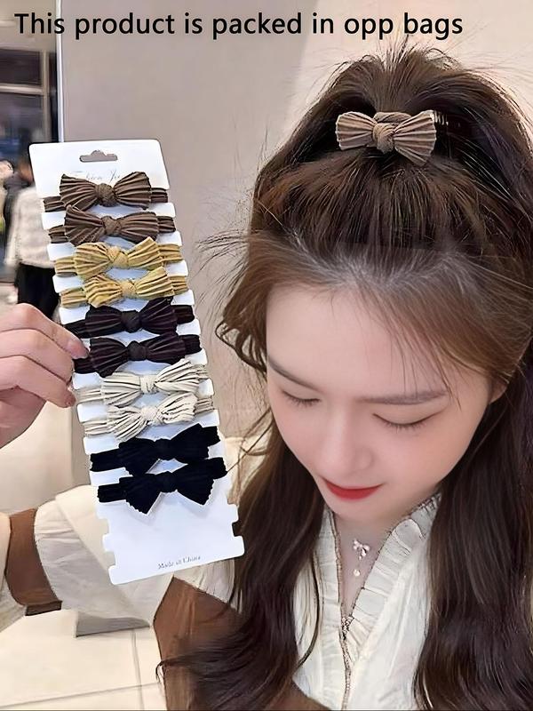 Cute Bowknot Decor Hair Tie Set, Casual Simple Hair Accessories for Women & Girls, Minimalist Headwear Suitable for Thick Hair