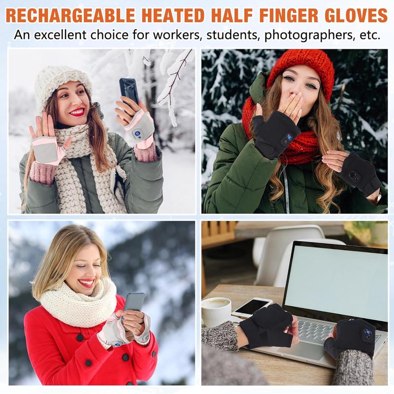 Rechargeable USB Heated Fingerless Gloves for Gaming, Office, and Outdoor