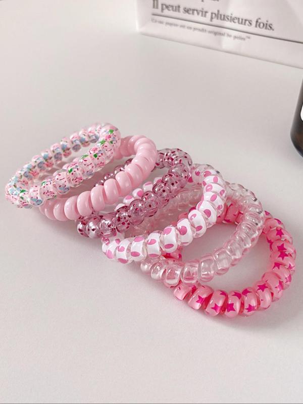 Women's Colorful Coil Hair Tie Perfect for Gift, Casual Trendy Elastic Hair Tie, No Crease Hair Small Ponytail Holders for Daily Use for Women & Girls, Fashion Hair Accessory