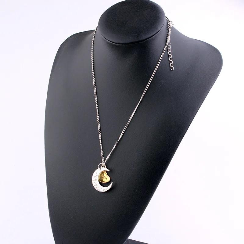 Mom, I Love You to The Moon and Back, Necklace - Crecent Moon and Heart, Great Mothers Day Neckalce