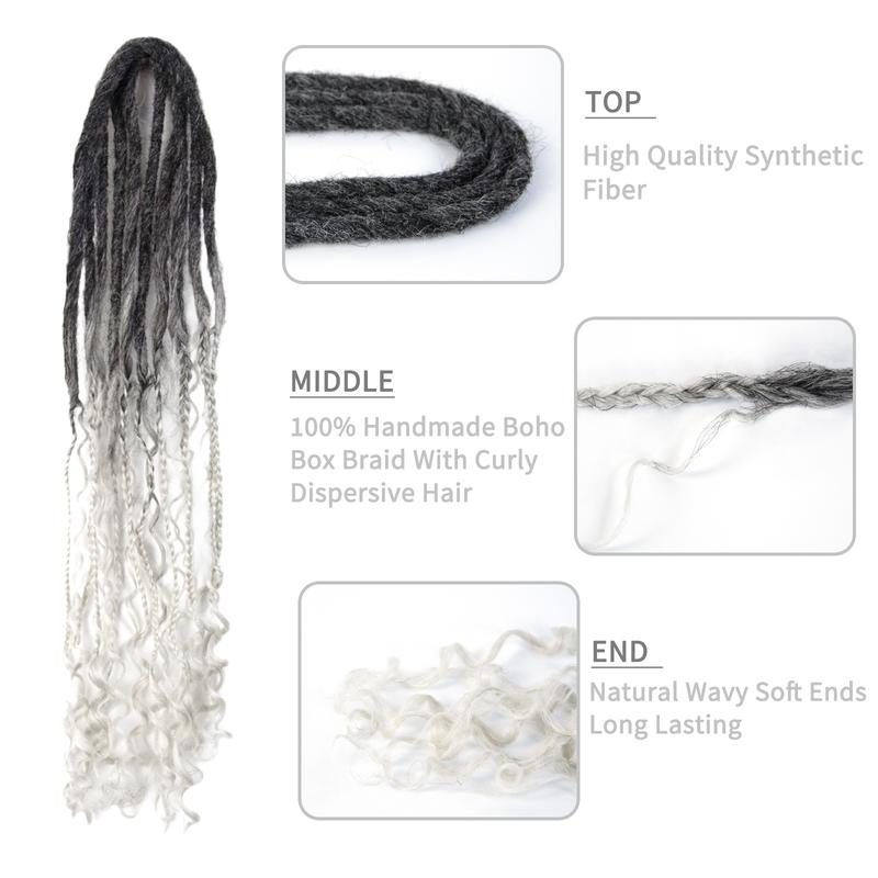 DE Dreadlock Extensions 24 Inch, 3 In 1 Mixed DE Dreads Hippie Style Boho 15 Strands Handmade Braid in Dreadlock Extensions hair extension Enchanted Invisible