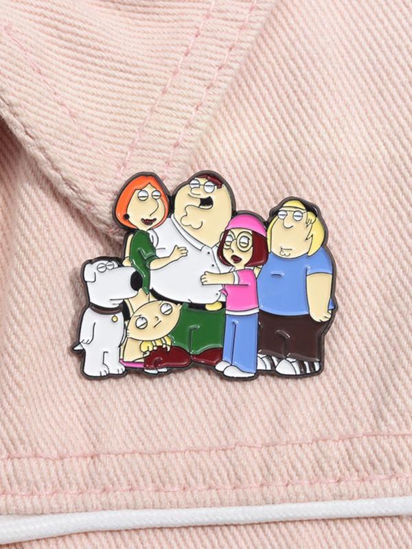 Cartoon Family Design Brooch, Cute Enamel Pin for Daily Clothing Decor, Trendy All-match & Exquisite Brooch for Birthday Gift