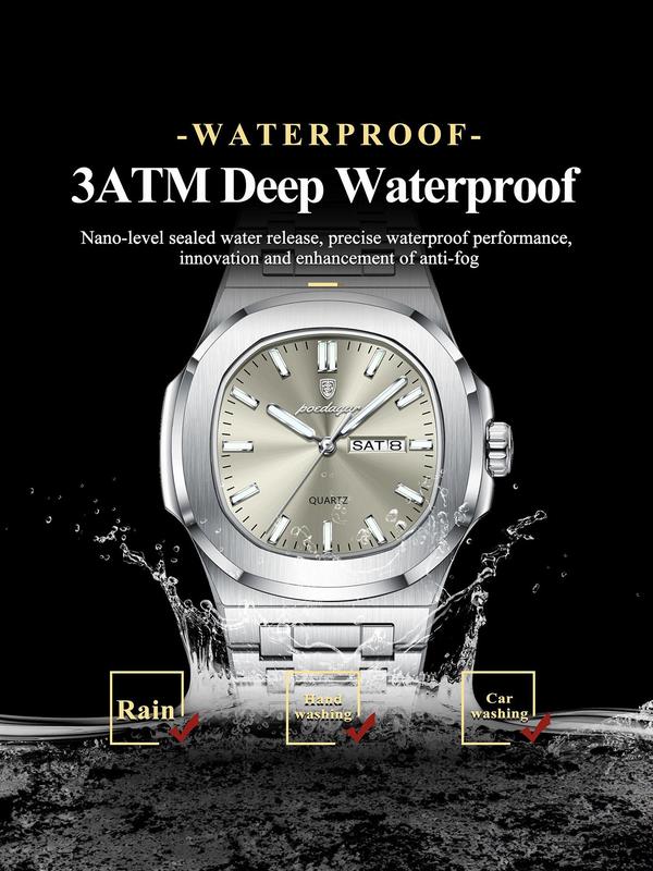 Men's Business Fashion Waterproof Luminous Dial Analog Quartz Watch, Fashion Watch for Party, Daily Clothing Decor, Trendy All-match & Exquisite Watch for Birthday Gift with Box Watches For Men