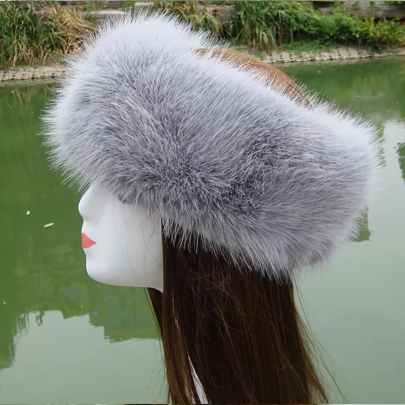 Fashion Imitation Leather Fur Headband-Women's Warm Polyester Winter Hat, Non-Stretch, Hand Wash, Fashion Forward Design with Plush Lining and Soft Ear Protection